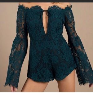 NWT! Tobi emerald lace romper